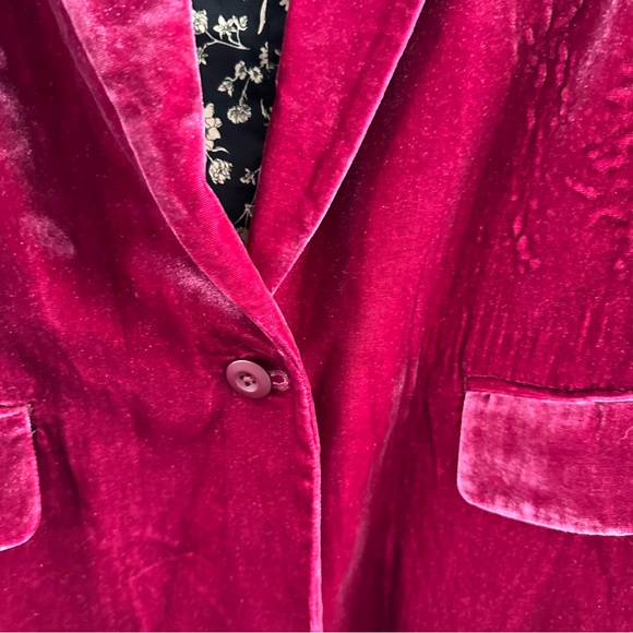Sundance Silk Blend Boho Velvet Blazer Raspberry Pink Floral Lined Size 6 - Picture 6 of 14